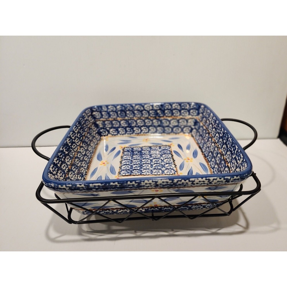 Temp-tations by Tara Old World‎ Blue 2.5 quart  Baking Dish with rack  NEW